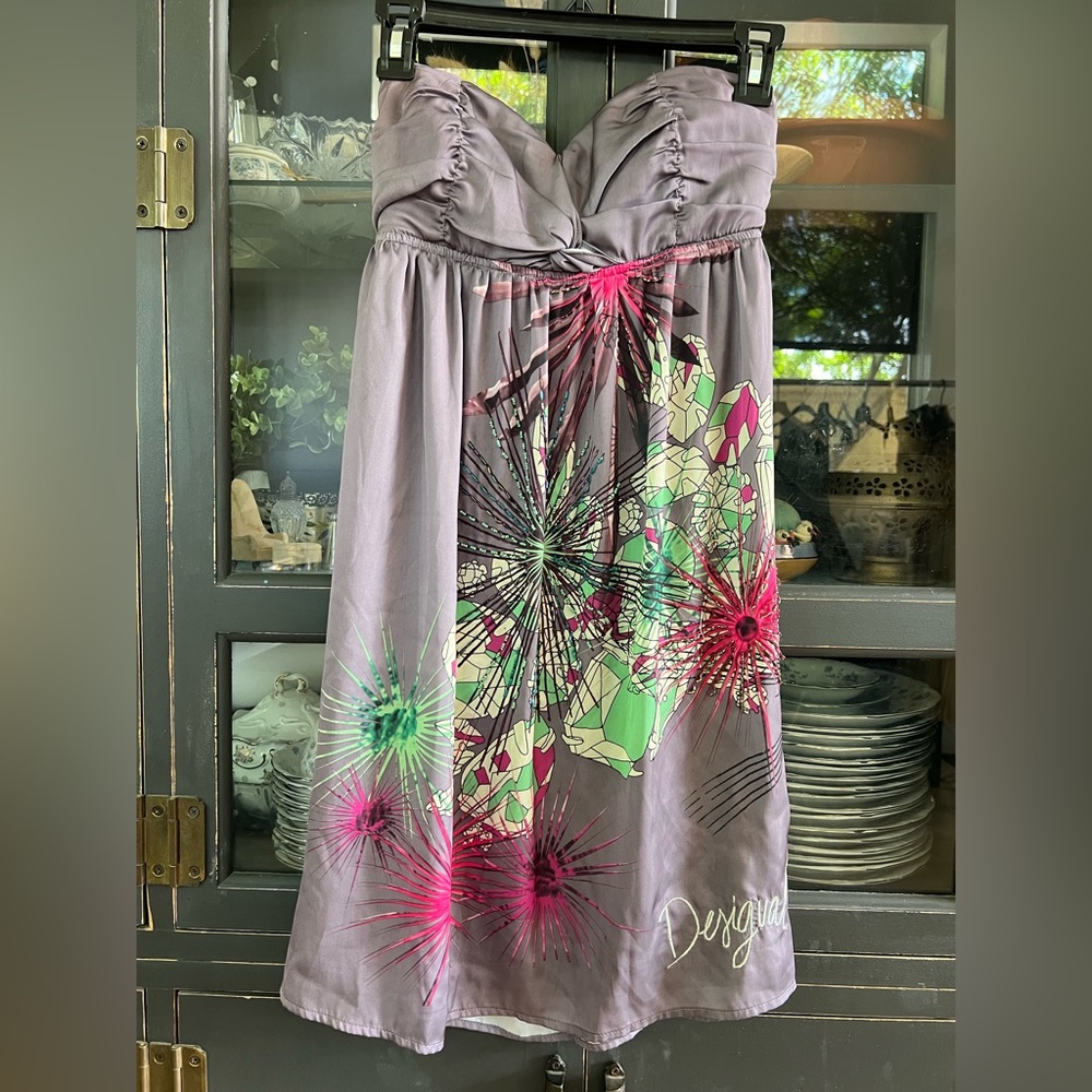 Desigual Strapless Beaded Dress - Size: 38 (M) - Preowned